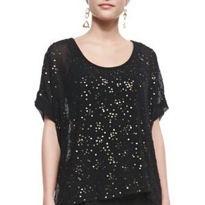 EILEEN FISHER Oversized Sequin Sheer Top
